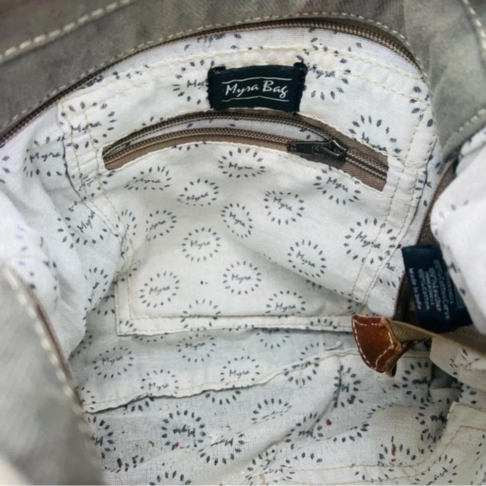 Myra Bag Tri n' Zig Upcycled Canvas &‎ Leather Shoulder Bag